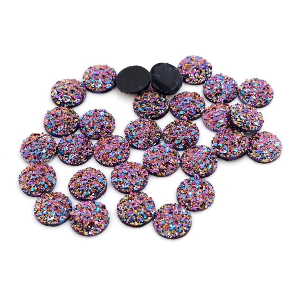 

New 40pcs 8mm 10mm 12mm Aurora Colors Gradient colors Flat back Resin Cabochons Fit 12mm Cameo Base Cabochons