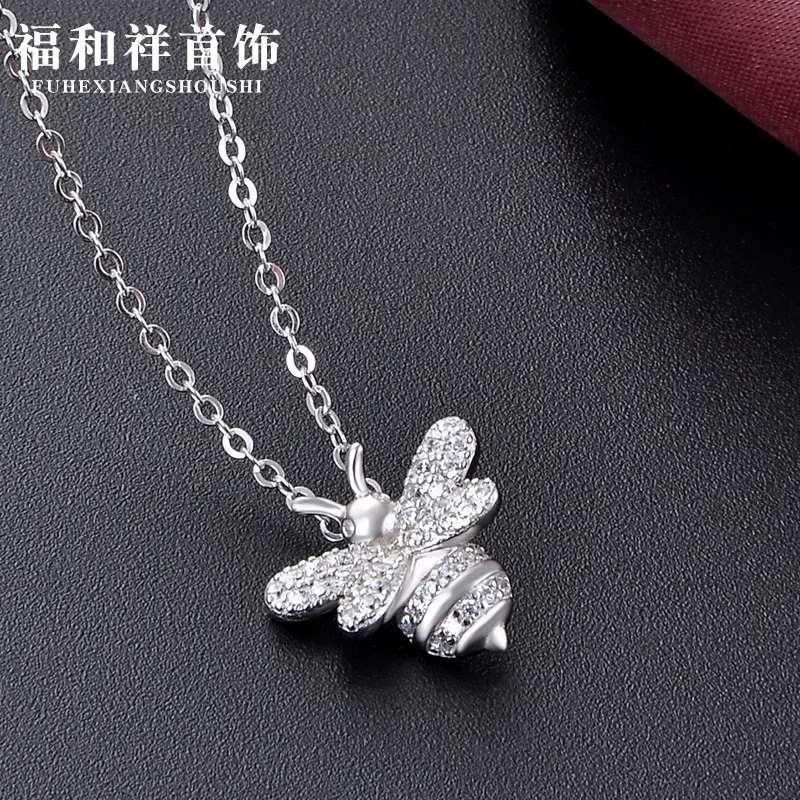 

Korean-style Creative Small Bee Pendant S925 Sterling Silver Necklace Women's Versatile Fashion Choker Jewelry Accessories Sets