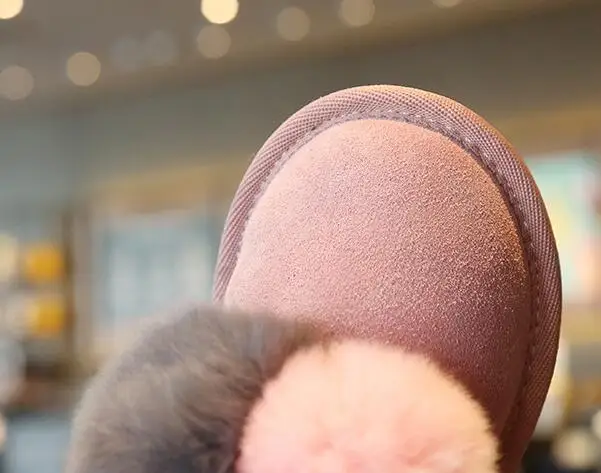 Children Winter boot Fur Warm Snow Boots Girls Cute Rabbit Hair Ball Shoes Princess Thick Plus Velvet Warm Big Children Boots