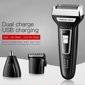 

3 in1 Rechargeable hair shaver clippers trimmer for men beard electric Nasal shaver groomer face bald head razor shaving machine
