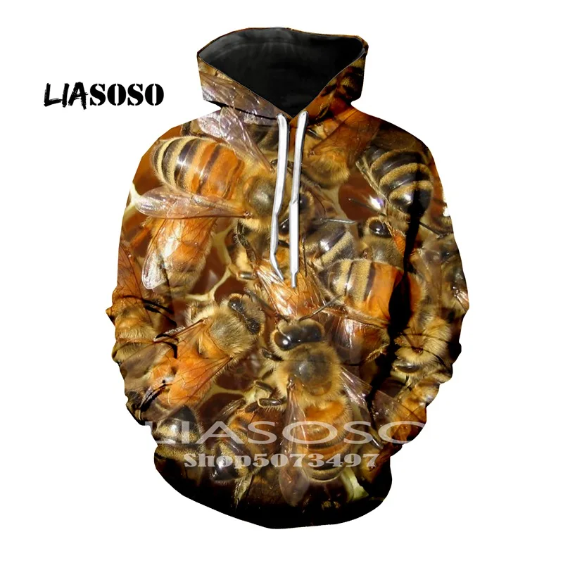 LIASOSO Мужская/женская футболка с 3D принтом пчелы, модная повседневная футболка унисекс с круглым вырезом, майка, футболка s, толстовка/толстовки с капюшоном на молнии - Цвет: 2