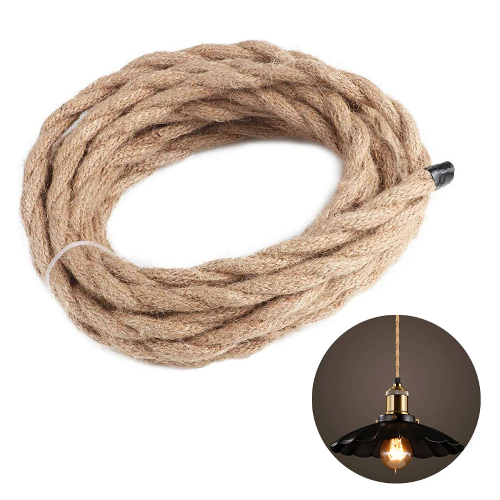 Vintage Rope Twisted Electrical Wire Hemp Rope Woven Textile Wire Twisted Cable Braided Retro Pendant Light Cord 2*0.75mm