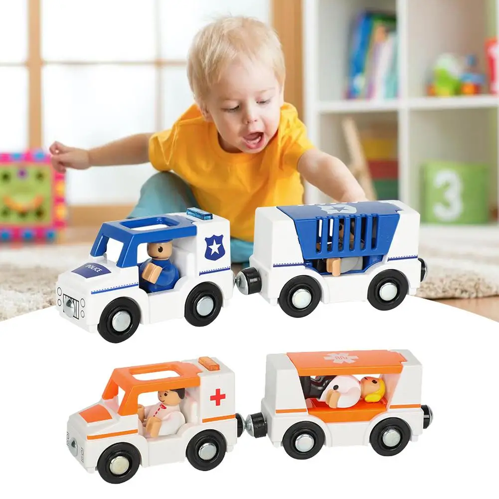 

Multi-functional Police Car Fire Trucks Ambulance Toy Remotes Control Car Toy for Kids Compatible with Thomas Wooden Track Toy