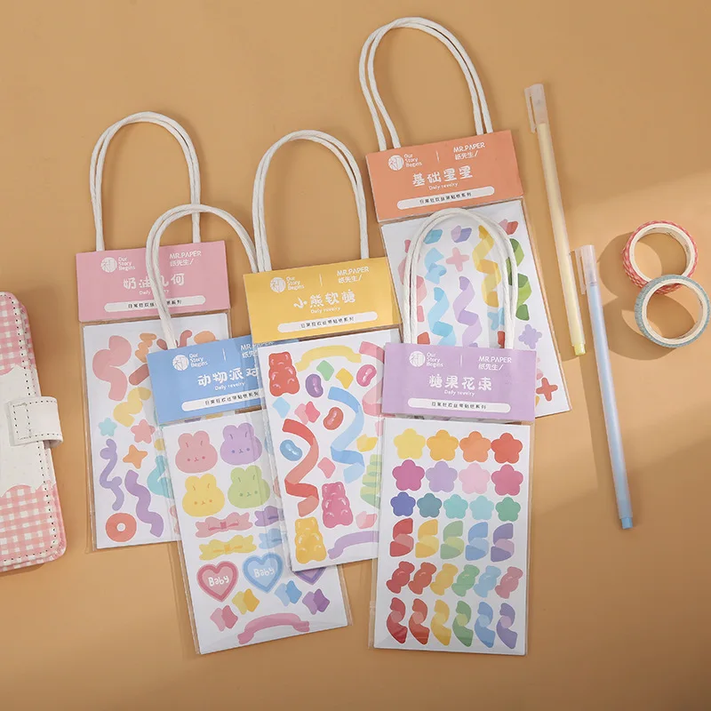 Mohamm 4 Sheets Mr.Paper Series Stickers Decoration Scrapbooking Paper Creative Stationary School Supplies afbeelding