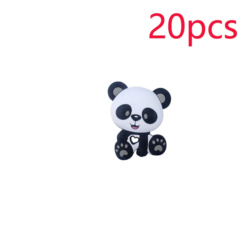 XCQGH 20 шт Детские Силиконовые панды бусины Силиконовые Бусины DIY Детский браслет ожерелье аксессуары бусины Прорезыватель - Цвет: Серый