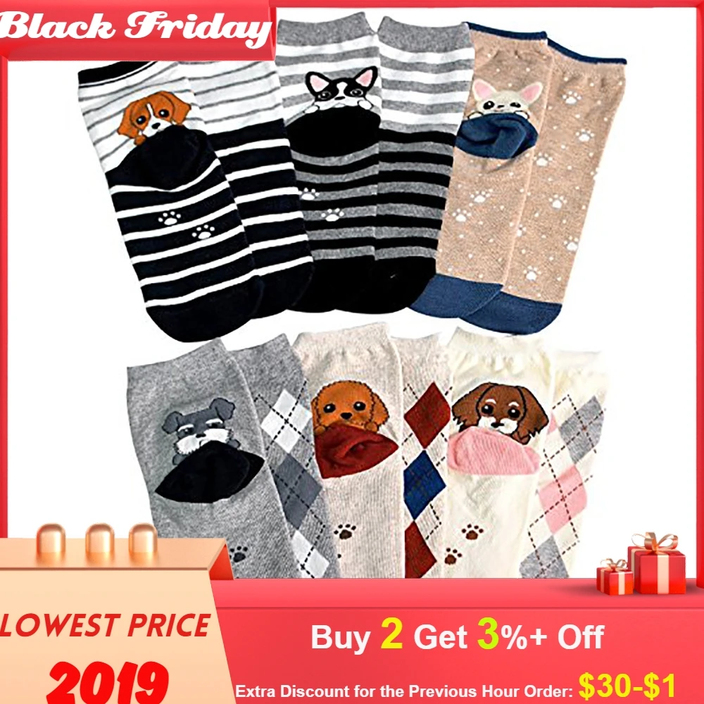 Забавные носки, 6 пар, женские удобные милые хлопковые носки с мультяшными животными, носки-тапочки, Calcetines Mujer