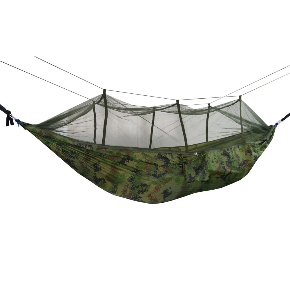 Outdoors Backpacking Hammock with Mosquito Net Survival Camping Travel Portable Lightweight Parachute Nylon Hammock Outdoor Tool