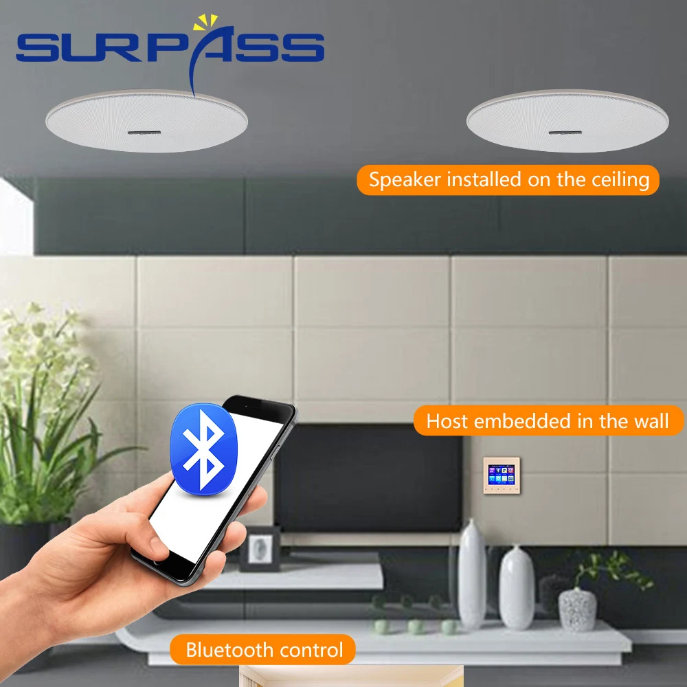 US $298.28 Stereo Bluetooth Wall Amplifier Sound Fm Audio 425W Big Power HiFi PA Ceiling Speaker Background Music Kit Home Theater System