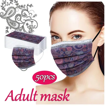 

10/20/30/50/100pc Adult Flower Digital Printing Face Mask Three Layer Nonwove Mascarillas Protective Breathable Mouth Cover Mask