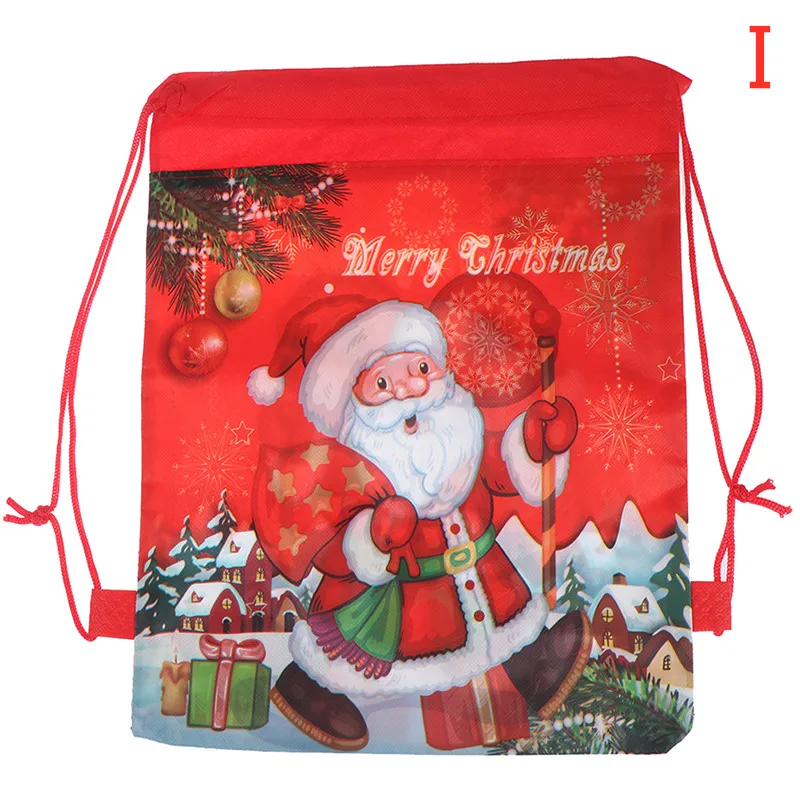 1 шт. сумка на шнурке для рождественских праздников/динозавров/единорогов, сумки на шнурках для детей, Мультяшные сумки, праздничная упаковка для хранения конфет - Цвет: I 34x27cm