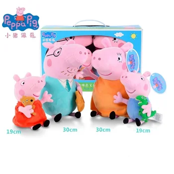 

Original Brand 4Pcs/set Peppa Pig toys Stuffed Plush Toy 19/30cm Peppa George Pig Family Party Dolls Christmas Gift For Children