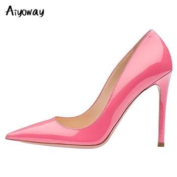 

Aiyoway Elegant Women Pumps Pointed Toe Thin High Heels Patent Leather Autumn Spring Party Wedding Shoes Slip-On Ladies Sexy