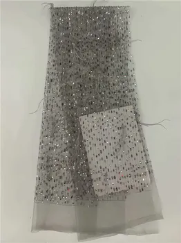 

Beautiful net lace fabric with sequins and feather French tulle lace cloth for wedding RFN78(5yards/lot) multi color