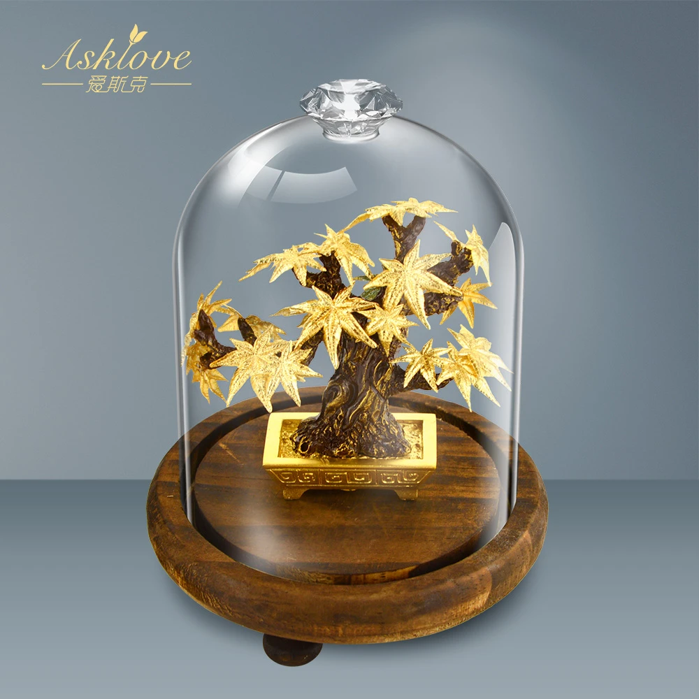 Maple Tree Bonsai Feng Shui Decor Lucky Wealth Ornament 24k Gold Foil Maple Leaf Office Desktop Ornaments Home Decoration Gifts Figurines Miniatures Aliexpress