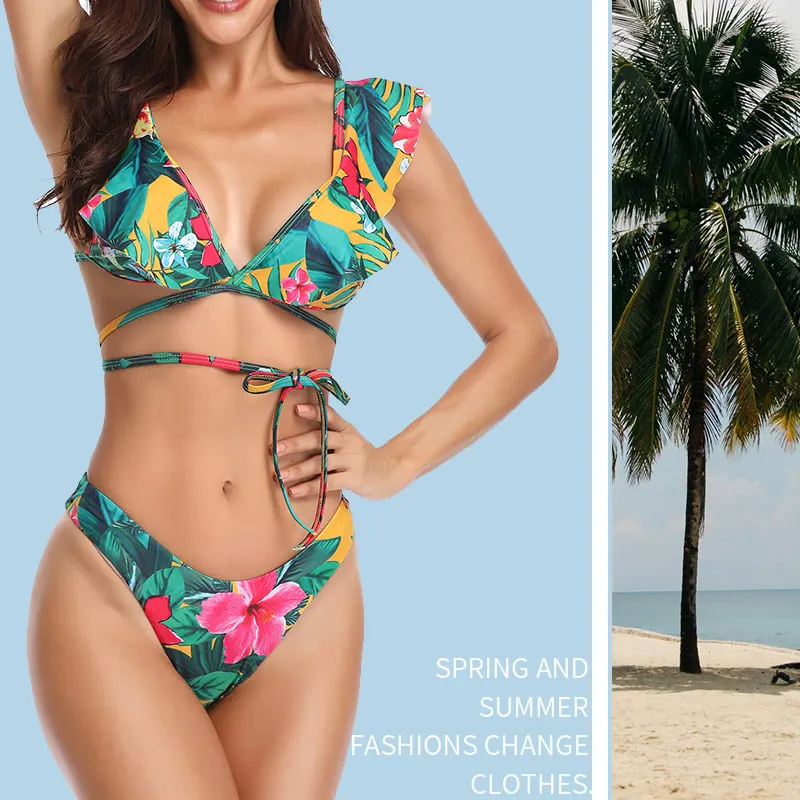 С накладкой на грудь, без стальной поддержки, комплект бикини, сексуальный, для пляжа, для женщин, полиэстер, цветной бюстгальтер, купальник