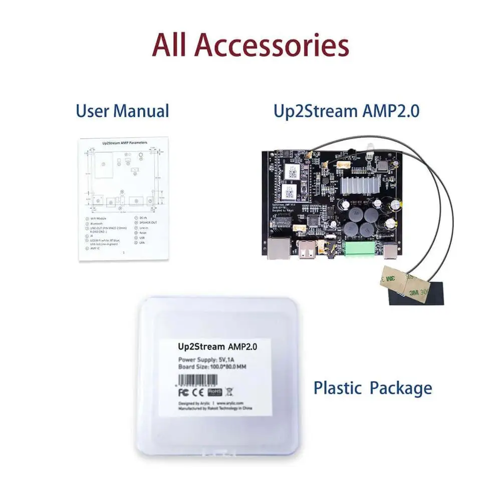 Up2stream Wi Fi и Bluetooth5.0 HiFi стерео Класс D плата цифрового многокомнатного усилителя