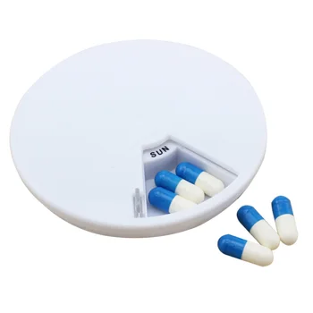 

Drug Organizer Portable Pill Case 7 Cells Health Care Medicine Storage Box Pocket Round Rotating Splitters Container