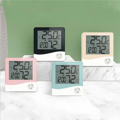 Random Color Цифровой lcd Измеритель температуры и влажности в помещении, термометр, гигрометр с часами, датчик температуры в помещении, цифровой термометр - Цвет: Random Color
