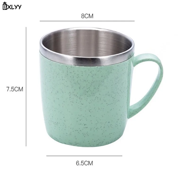 BXLYY 220 мл детская чашка для воды из нержавеющей стали с двойным анти-скальдингом с плоской подошвой кухонные аксессуары для воды. 8z