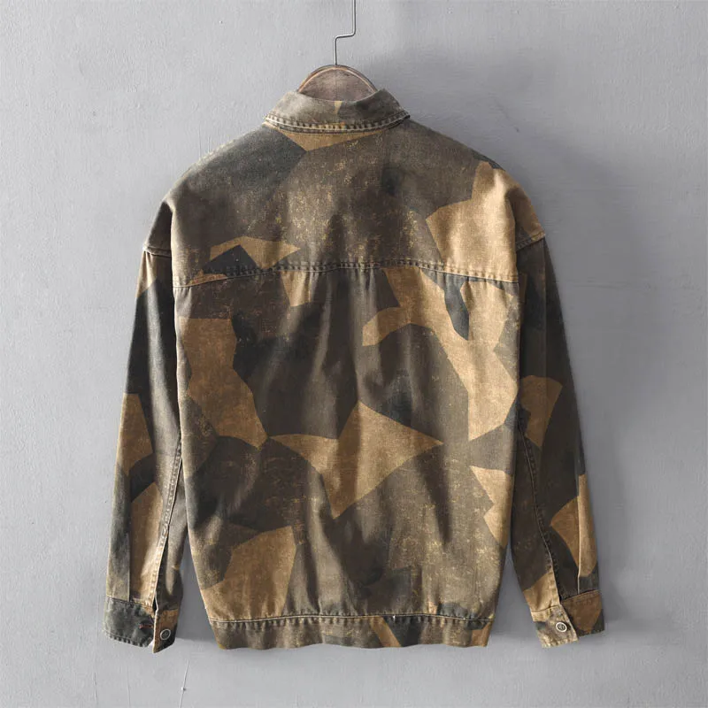 KIOVNO Men Camouflage Casual Denim Shirts Long Sleeves MIlitary Style Jeans Shirts For Male Size M-3XL  (8)