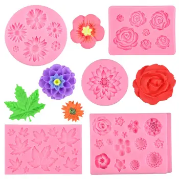 

SJ 5pcs/Set 3d Leaf Rose Flower Silicone Mold Extruder Fondant Cake Decorating Tools Set Sugar Craft Clay Polymer Bakeware