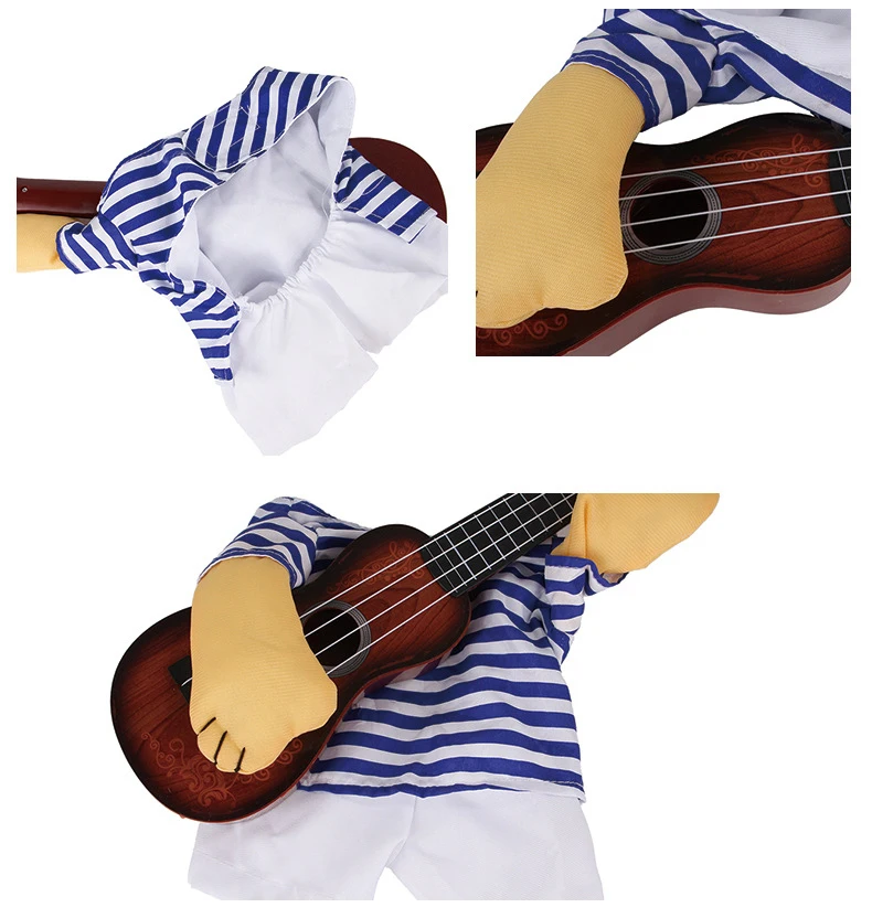 Spring Summer Pet Cat Clothes Funny Guitarist Change Outfit Costume for Cats Small Dogs Kitten Chihuahua Poodle Pet Cosplay (5)