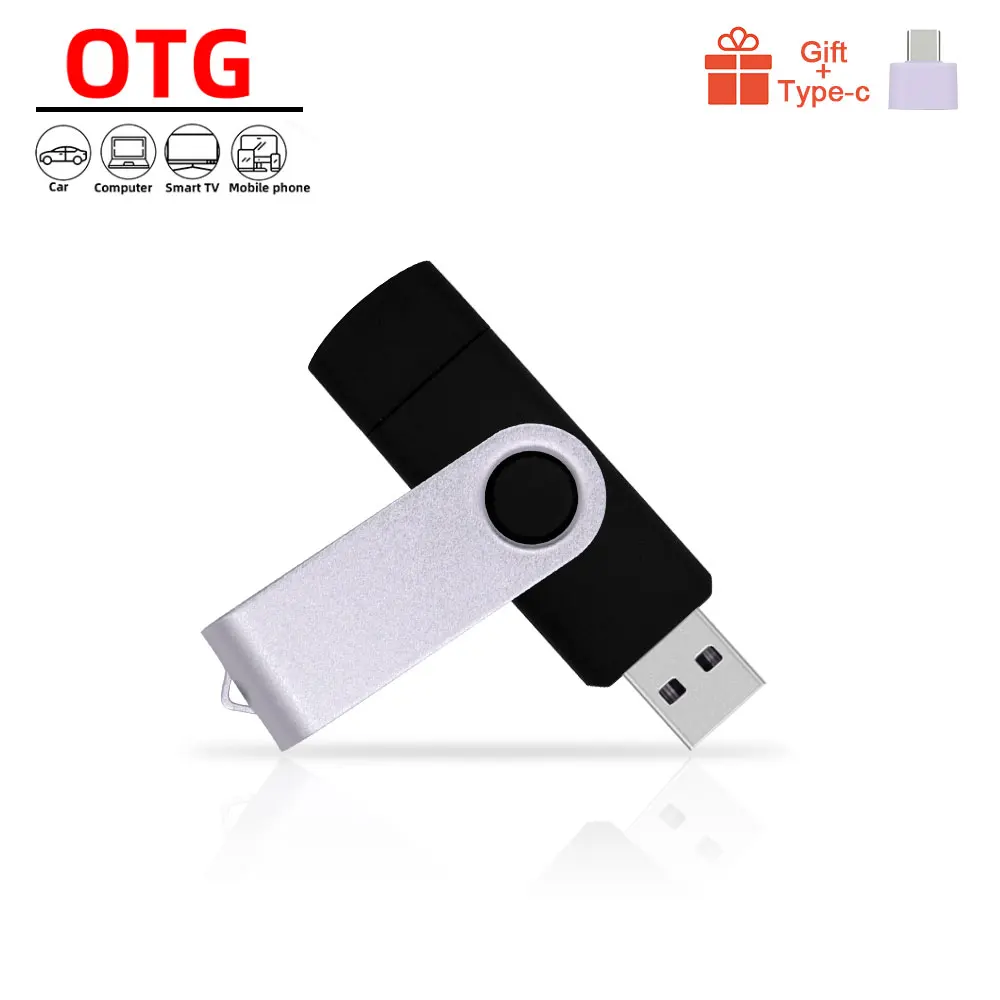 Поворотный флеш накопитель OTG 32 ГБ 16 64 металлический USB 2 0 для телефонов Android