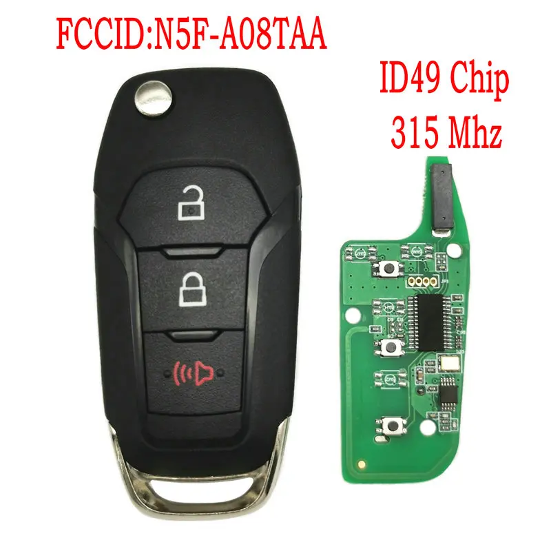 DATONG WORLD CAR REMOTE KEY FOR FORD F150-F550 FUSION EXPLORER N5F-A08TAA ID49 CHIP 315 MHZ AUTO SMART CONTROL HU101 FLIP KEY