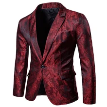 FAKUNTN – veste de costume pour homme, Blazer brillant à paillettes dorées, pour boîte de nuit, costume à un bouton, Blazer de scène pour DJ 