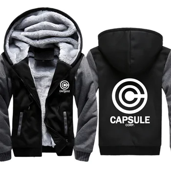 

Anime Dragon Ball Z Capsule Corp Print Hoodies Men Sweatshirts Winter Warm Thicken Fleece Zipper Coat Jacket harajuku Hoody Male
