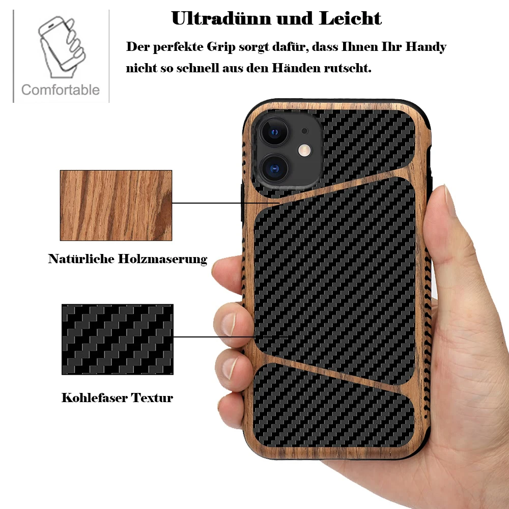 Уникальный, из углеродного волокна чехол для телефона для iPhone 11 Pro Max Xr X Xs премиум деревянный чехол для iPhone 8 Plus 7 противоударный элегантный чехол