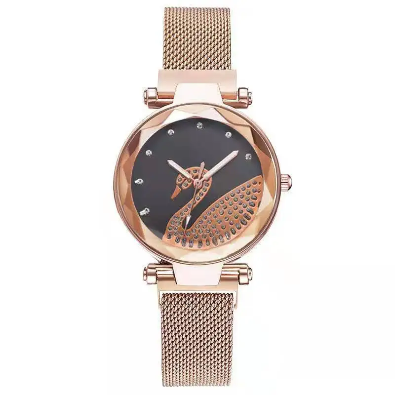 

Douyin Hot Selling Little Swan Diamond Set Ladies' Watch Cross Border Milan Mesh Belt Quartz xi tie ci Watch a Generation of Fat