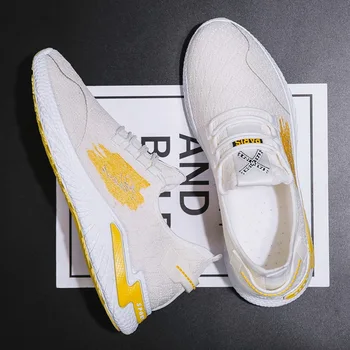 

Summer Brand Fashion Men Casual Shoes Light Breathable Mesh Shoes Men Sneakers Lace Up White Black Male Shoes 2020 New Sneaker