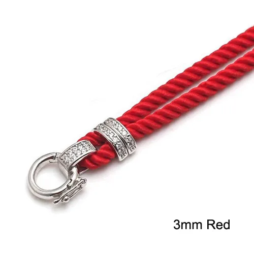 3mm Red Регулируемый тканый ювелирный шнур, подвеска, держатель, ремешок, ожерелье, 2 мм, 3 мм, витая веревка, ожерелье с 925 пробы, серебряная застежка - Окраска металла: 3mm Red