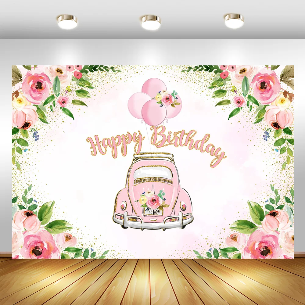 Fond De Joyeux Anniversaire Avec Camion Rose Ballon De Fleurs Dorees Decorations De Table A Dessert Fournitures De Fond Pour Photo Aliexpress Fond De Joyeux Anniversaire Avec Camion Rose Ballon De Fleurs Dorees Decorations De Table A Dessert Fournitures De Fond Pour Photo Aliexpress