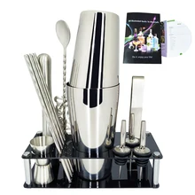 AREYOUCAN 14 шт./комплект из нержавеющей стали 550/750 мл шейкер для коктейлей Джиггер лед Тонг соломы+ стойки бар Коктейльные рецепты