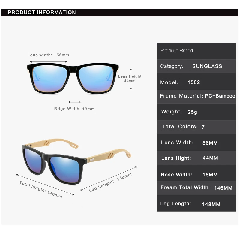 Women Sunglasses Wood Sun Glasses Fashion Colorful Handmade Sunglasses Men Women Square Bamboo Hiking Eyewear Mirror Sun Glasses Retro Masculino