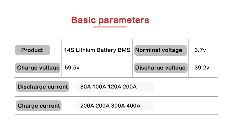Deligreen 14S 80A 100A 120A 200A 58.8V BMS for 3.7v lithium battery pack with waterproof and balance function