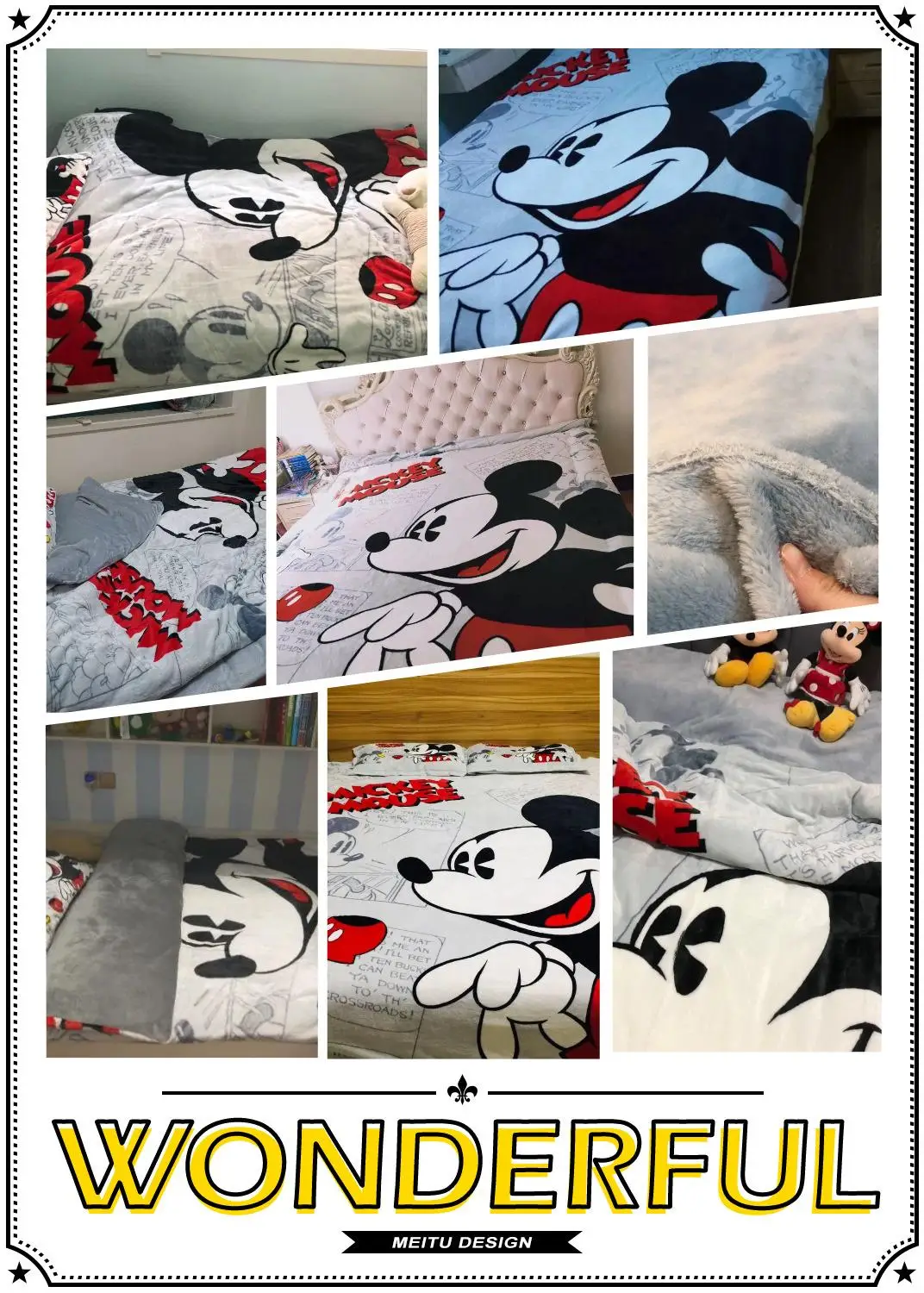 Disney Mickey Mouse Flannel Fleece Comforter Bedding Set - Queen Size Quilt Cover, Twin Kids 3D Full Bed Linen - Soft Coverlet for Girls image 6