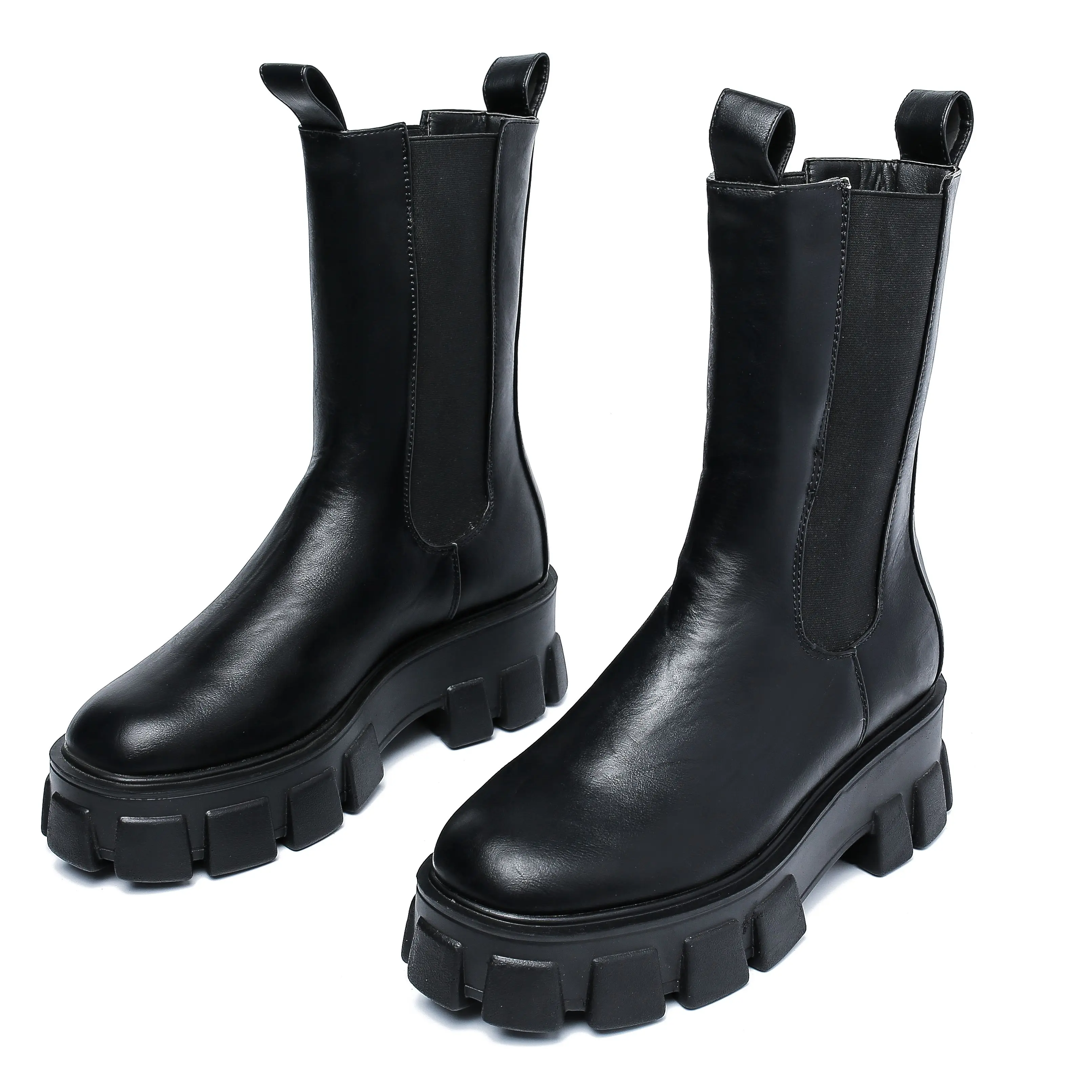 BLACK WIDE FIT EXTREME CHUNKY SOLE CALF HIGH CHELSEA BOOTS|Mid-Calf Boots|  - AliExpress