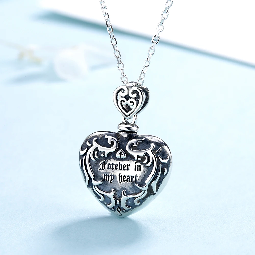 XiaoJing, 925 пробы, Серебряный кулон forever in my heart, кремационный узор, урна, ожерелье для женщин, уникальные памятные ювелирные изделия