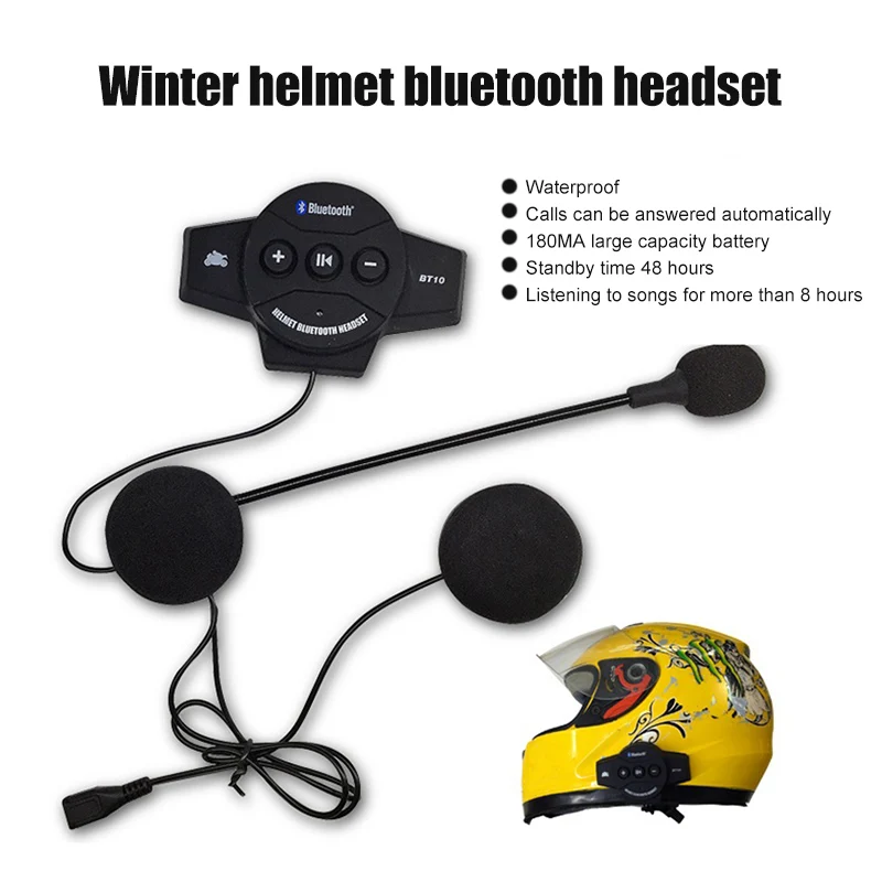 Высокое качество мотоциклетный шлем Bluetooth 4,1 гарнитура с микрофоном+ мягкий наушник