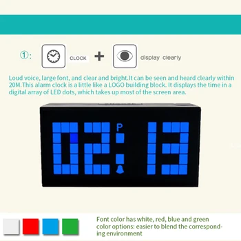 

1Pcs LED Digital Alarm Clock Electronic Clock Smart Mute Backlight Display Temperature & Calendar Snooze Function Alarm Clock