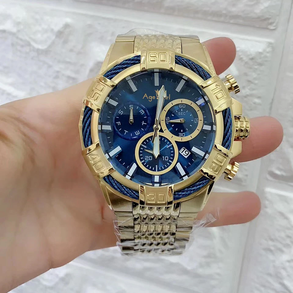  Luxury Brand New Men Watch Chronograph Stopwatch Sapphire Reserve Bolt Stainless Steel Luminous Sil