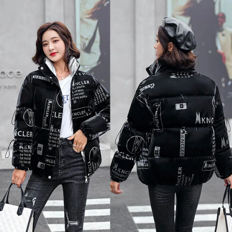 

Down Cotton Jacket Coat Women Winter 2021New Shiny Thick Warm Short Parkas Down Padded Cotton Jackets Female Fashion Casual Coat