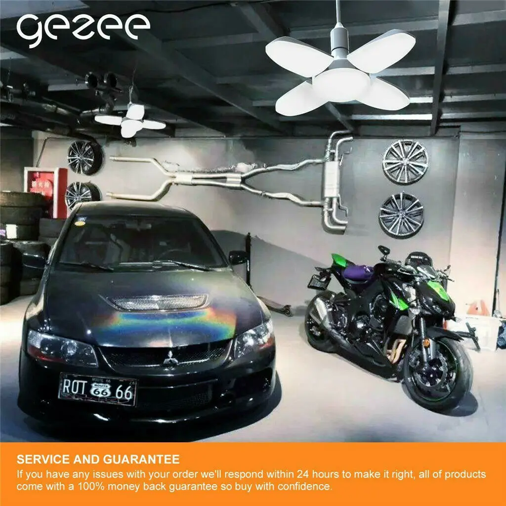 

Universal Deformable fan blade bulb LED ceiling fans with lights Garage Light 30W E27 Foldable Ceiling Workshop Lamp bulb