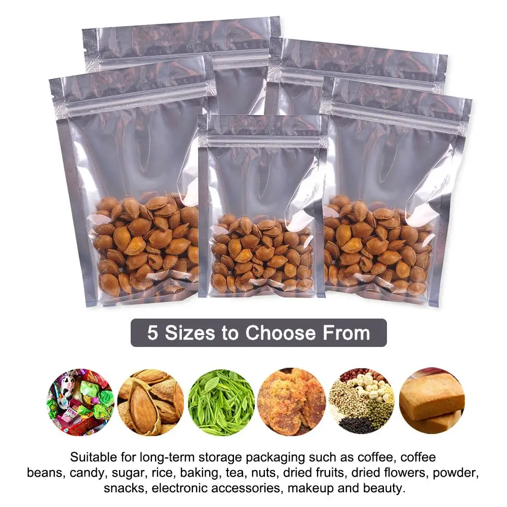 100 шт./лот алюминиевая фольга/прозрачная сумка Самоуплотняющаяся на молнии