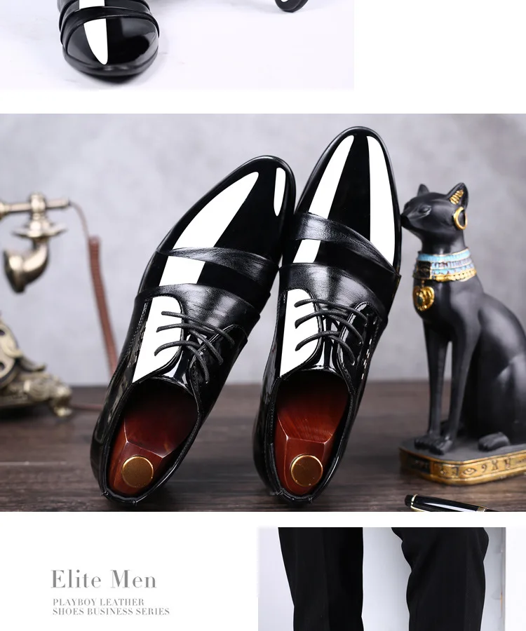 Leather Luxury Groom Wedding Shoes Men Oxford Shoes Dress Plus Size 38-48