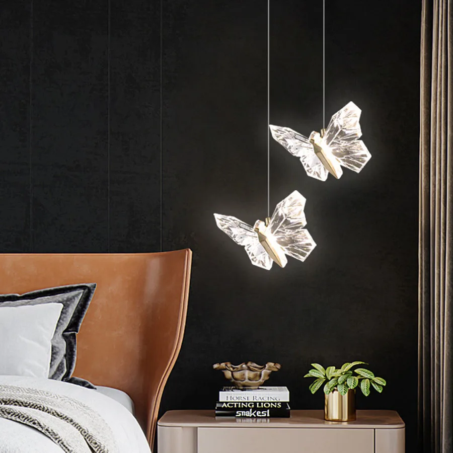 

Modern LED Butterfly Pendant Lights Nordic Indoor Lighting Living Room Hanging Light Decor Bedside Corridor Stairs Wall Lamp