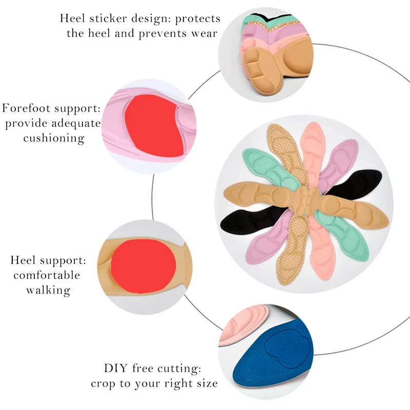 Женские Модные стельки Массажная обувь на высоком каблуке стельки Анти-поглощение скольжения 4D Мягкая дышащая стелька